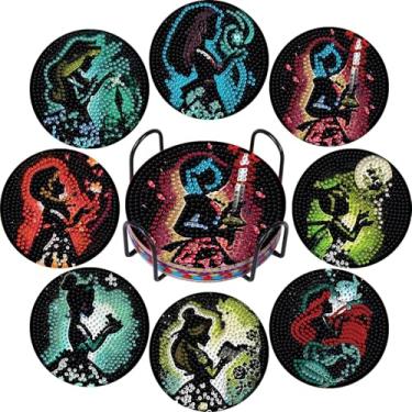 Imagem de CYNART 8 peças de porta-copos de arte de diamante com suporte, kit completo de porta-copos de pintura de diamante, porta-copos para mulheres, adolescentes e iniciantes, presente de artesanato