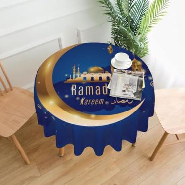 Imagem de Rqzwdq Ramadan Kareem toalhas de mesa redondas toalha de mesa circular tecido poliéster 152 cm decoração de férias para jantar piquenique festa