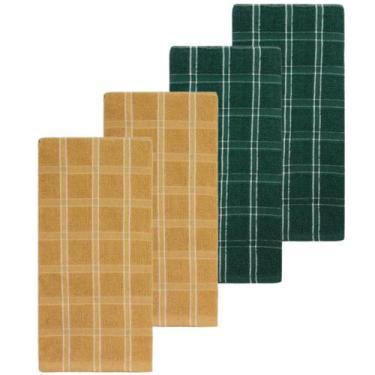 Imagem de Kit 4 Panos De Prato Camesa Chess 45 x 65 cm, Bege-Verde