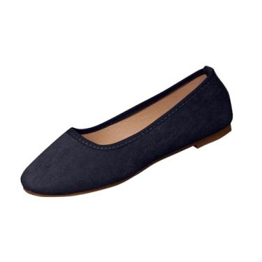 Imagem de Tênis feminino versátil de bico quadrado com salto baixo confortável para uso casual, Azul royal, 35