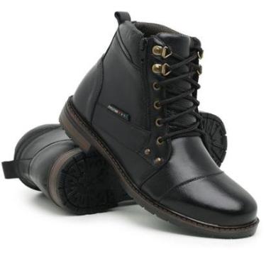 Imagem de Bota Coturno Masculino Couro Zíper Lateral Casual Impermeável Reforçada Resistente Para Trabalho-Masculino