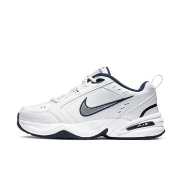 Imagem de Nike Tênis de caminhada masculino Air Monarch IV, branco/prata metálico/azul-marinho, tamanho 40
