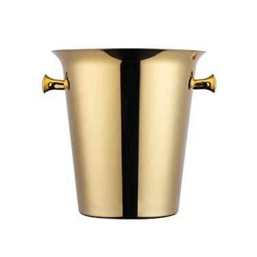 Imagem de Recipiente de gelo de aço inoxidável para banheira de gelo com isolamento de vinho e cerveja, grande banheira de festa redonda de 5L, balde de bebida para festas, balde de champanhe e cerveja de vinho