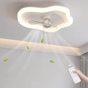 Imagem de Ventilador de teto com iluminação LED, ventilador de teto invisível com luz regulável e controle remoto, ventilador silencioso com temporizador, luminária de teto para sala de estar, quarto