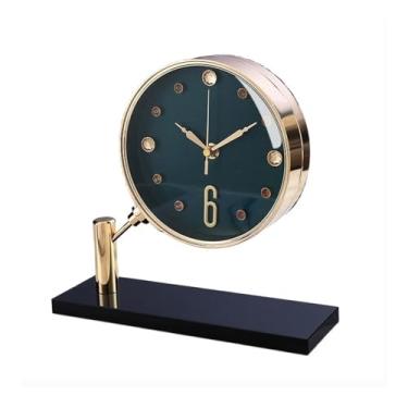 Imagem de Decoração de casa relógio de mesa simples silencioso sem tique-taque liga relógio de mesa relógio de mesa para sala de estar, quartos, escritório, cozinha, bancada interna (verde)