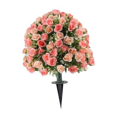 Imagem de Ioensy Arbustos de folhagem artificial, plantas artificiais decorativas e estacas para o chão, bolas de flores artificiais para vasos decorativos, Rosa