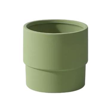 Imagem de Vaso de flores de cor sólida, simples, reto, fechado, redondo, vaso de cerâmica, plantas suculentas, plantas verdes, vasos de flores (verde 2, grande)