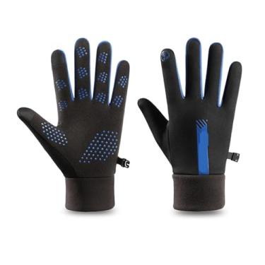 Imagem de Luvas de inverno para ciclismo, resistência térmica, frio, vento, impermeável, luvas quentes para corrida ao ar livre, esqui, (azul)