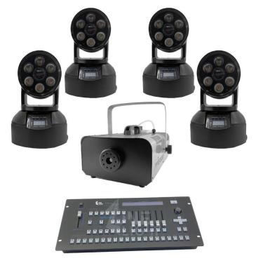 Imagem de Kit 4 Mini Moving + Máquina De Fumaça 2000W + Mesa Pilot