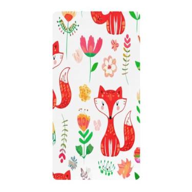 Imagem de Blueangle Lençol de berço padrão para berço infantil - Lençóis de algodão macio e respirável com raposas fofas (222)