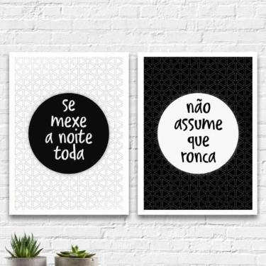 Imagem de Kit 2 Quadros Casal Ronca E Se Mexe 45X34Cm Branca