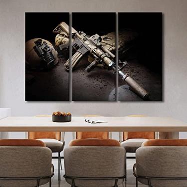 Imagem de 3 peças para entusiastas de armas e armas de fogo, pôsteres de arte de parede impressos em tela para sala de estar decoração de casa moderna quadros vintage pinturas emolduradas embrulhado pronto para