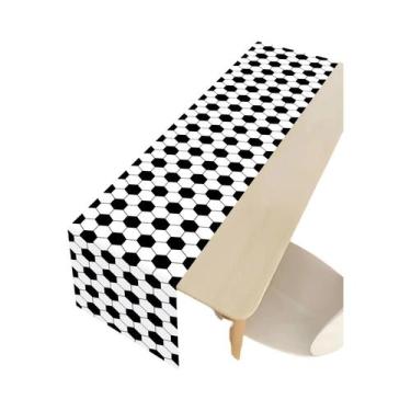 Imagem de Toalha De Mesa Xadrez Preto E Branco Para Festa De Futebol, Em Poliést