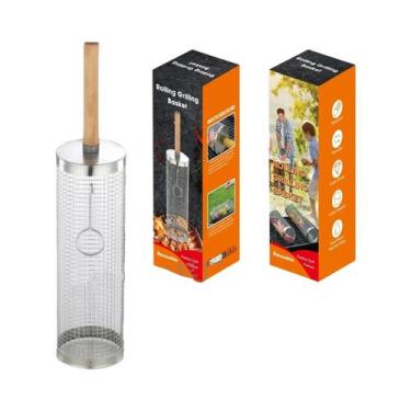 Imagem de Cesto Para Churrasco Ao Ar Livre Com Cabo De Madeira E Cilindro E Rede