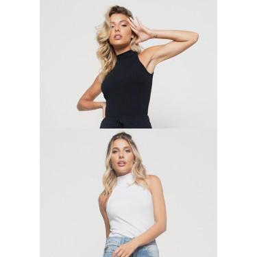 Imagem de Kit 2 Regatas Salvatore Cava Americana Malha Canelada Feminino-Feminino