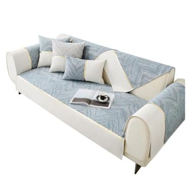 Imagem de THJKUPO Almofada de sofá quatro estações geral fácil de deslizar capa de sofá ondulada totalmente embrulhada almofada almofada capa de braço toalha (110 * 180 cm)