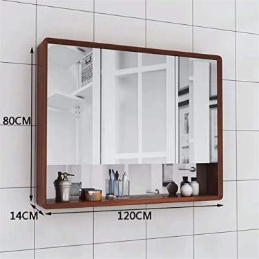 Imagem de Armário de espelho de parede de banheiro organizador de armazenamento multiuso armário de remédios com portas prateleira ajustável armário de cozinha (tamanho: P) ()