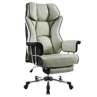 Imagem de Cadeira de jogos com suporte lombar retrátil encosto alto ergonômico computador couro executivo cadeiras giratórias altura ajustável e encosto rosa (cor: preto) (verde)