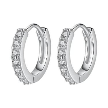 Imagem de Brincos De Argola Em Prata Esterlina 925 Com Cristais Para Mulheres E 