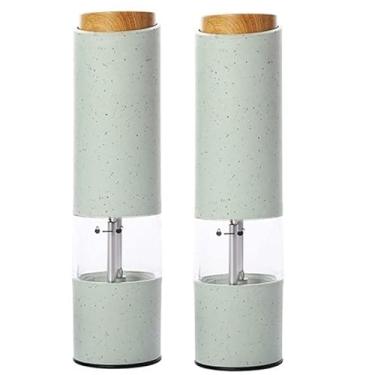 Imagem de Conjunto de moedor de sal e pimenta, moedor de sal ou pimenta de aço inoxidável alimentado por bateria, grosso de cerâmica ajustável, pacote com 2 (cor: verde) (verde)