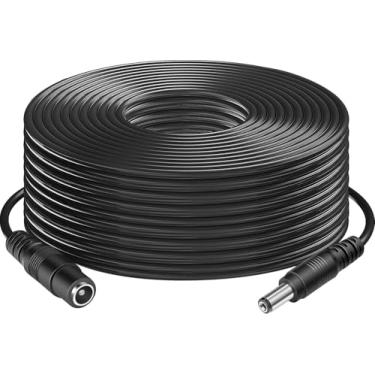 Imagem de Cabo de extensão de alimentação CC, cabo de extensão de 12 V CC 2,1 mm x 5,5 mm macho para fêmea para câmera de segurança CCTV, fonte de alimentação, câmera de rede IP, DVR independente (15 m)