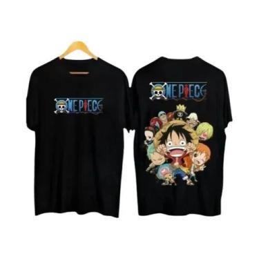 Imagem de Camiseta Branca Masculina De Manga Curta One Piece Distro, Melhor Vend