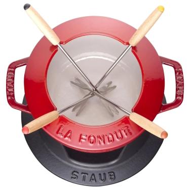 Imagem de CONJUNTO STAUB DE FONDUE EM FERRO FUNDIDO VERMELHO CEREJA 20CM 405119750