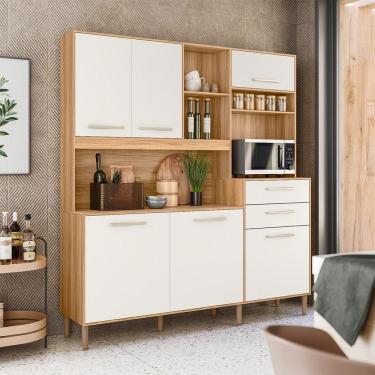 Imagem de Armário de Cozinha Compacta 180x200 Salsa Nicioli Freijó Off White