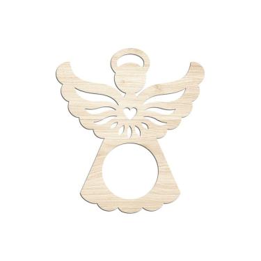 Imagem de Porta Guardanapo Anjinho Kit Com 4 Peças 7cmx8cm - Cria Arte Laser Madeira Clara