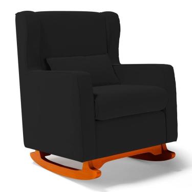 Imagem de Poltrona De Amamentação E Descanso Zoe Com Base Balanço Suede Preto - Desk Design