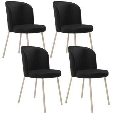 Imagem de Kit 04 Cadeiras Para Sala de Jantar Cozinha Estofada Gavi Arena L02 Couríssimo Preto - Lyam Decor