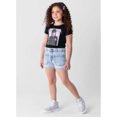 Imagem de Blusa cropped Wandinha infantil menina em malha Brandili