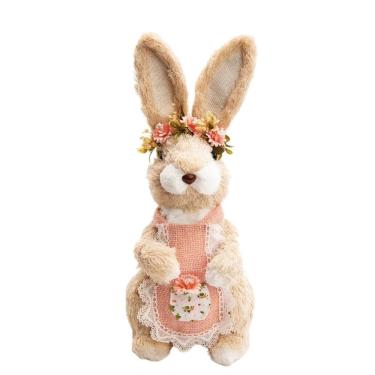 Imagem de Coelho Da Páscoa Banoffee C/ Flores Com Avental C/1un 35cm