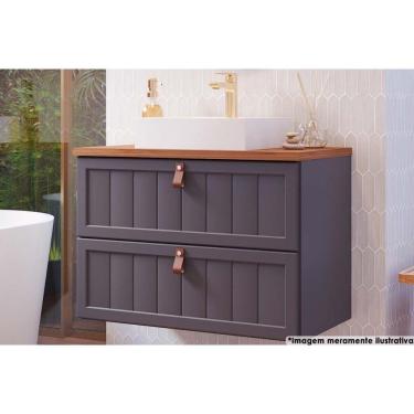 Imagem de Balcão P- Banheiro Suspenso Sense C- Cuba 1 Gaveta E 1 Porta Basculante 80cm Titanium-freijo - Mgm