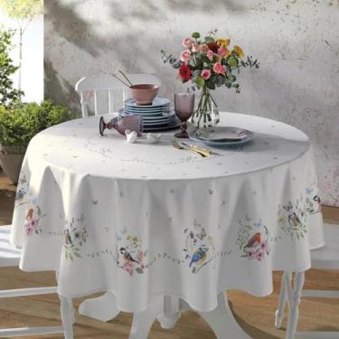 Imagem de Toalha de Mesa Impermeavel Dohler Renova Jardim Pássaros Clean Limpa F