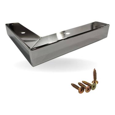 Imagem de Kit C/ 4 Pés Cantoneira Lc Em Aço Cromado 3cm Alt. Para Sofá Cromado