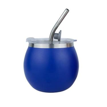 Imagem de Copo Cuia Térmico Inox 180ml com Tampa e Canudo Parede Dupla Chimarrão