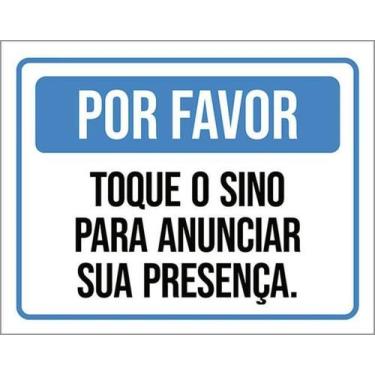 Imagem de Kit 10 Placas Por Favor Toque Sino Anunciar Presença 27X35 - Sinalizo
