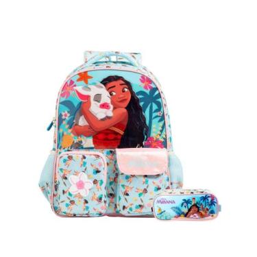 Imagem de Kit Escolar Mochila De Costas + Estojo Princesa Moana Disney - Xeryus
