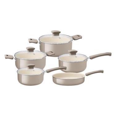 Imagem de Jogo de Panelas Tramontina Veronese Alumínio e Cerâmica Bege 5 Peças