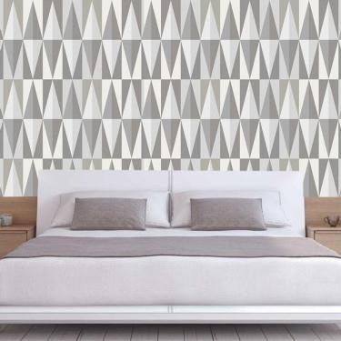 Imagem de Papel De Parede Triângulos Cinza Geométricos Adesivo Sala