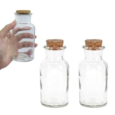 Imagem de Kit 2 Potes Garrafas Garrafinhas De Vidro Com Rolha 300ml - CLICK HOUS