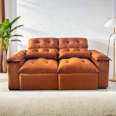 Imagem de Sofá Retrátil e Reclinável 1,5m em Tecido Veludão C/ Pillow nos Braços