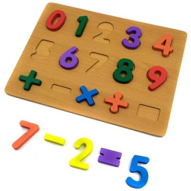 Imagem de Brinquedo didático para crianças com números coloridos mdf - Dm Brasil