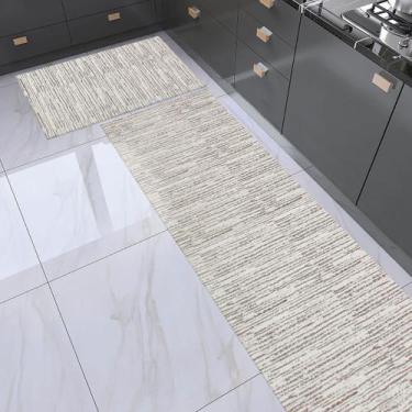 Imagem de Conjunto Tapete 2 Peças Cozinha Passadeira 1,30m X 0,45m Capacho 0,65m