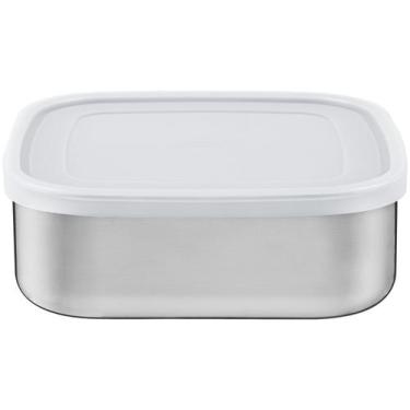 Imagem de Pote Tramontina Freezinox Aço Inox Quadrado Tampa Plástica 23cm 3,6L, 