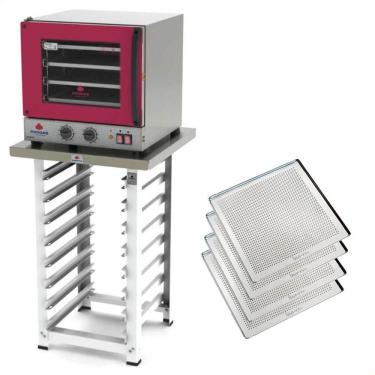 Imagem de Kit Forno Elétrico Progás Turbo Fast Oven 127V Com Mesa PRP-004 G2 E 4 Bandejas Imeca