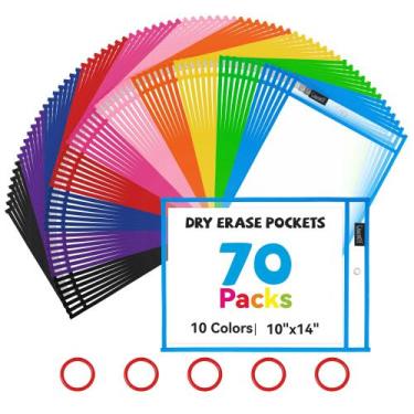Imagem de Bolsos apagáveis a seco, pacote Gamenote 70 com 5 anéis, 10 cores, 25 