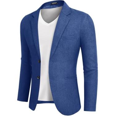 Imagem de COOFANDY Blazer masculino casual slim fit casaco esportivo leve dois botões, Azul royal, 3X-Large