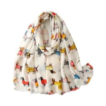 Imagem de Xale Feminino Aconchegante Com Estampa De Cachorro Dachshund E Gato, V
